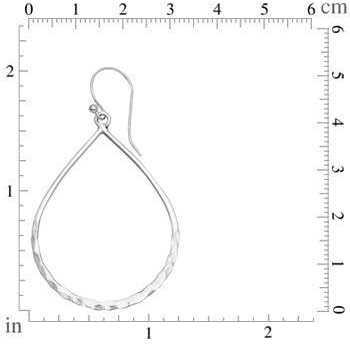MIMI 925 Sterling Silver Hammered Open Teardrop Hoop Earrings...