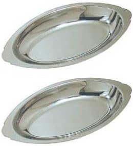 8 oz. (Ounce) Stainless Steel Oval Au Gratin Serving Dish Pan Platter - Set of 2...