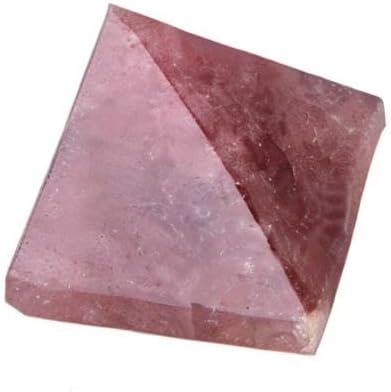 AUNMAS 3cm Quartz Pyramid, Small Strawberry Crystal Love Addition Reiki Stone Energy Tower Figurine for Home Office Decoration Ornament...