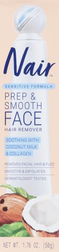 NAIR Prep & Smooth Face, Exfoliating Facial Hair Removal for Woman, Depilatory Cream, Smooth Skin Solution for Effective Hair Removal, Sensitive w...