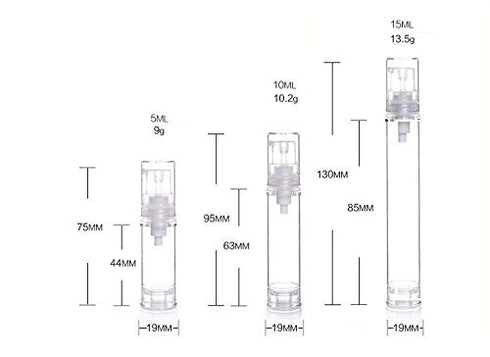 12Pcs 5ML Empty Refillable Cosmetic Containers Cream Lotion Bottles Portable Clear Plastic Airless Vacuum Pump Bottle Sample Packing Toiletries Li...