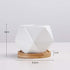 Modern Geometric Ceramic Succulent Pots 3" Planters with Drainage | Bamboo Tray | 3 Pack...