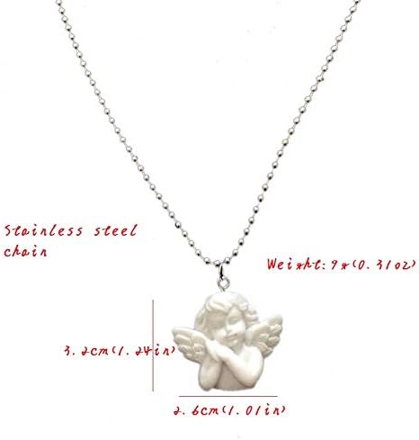 2pcs Cute Cupid Angel Pendant Stainless Steel Necklace, Long Chain Baby Shaped Jewelry Sweetheart for Women Man Friendship Girl Gifts...