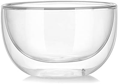 high temperature resistant double layer glass bowl borosilicate heat-resistant glass tableware transparent fruit salad bowl (250ml double bowl)...
