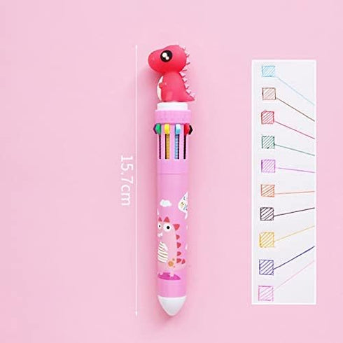 Shuttle Pens, 4Pcs 10 in 1 Multicolor Ballpoint Gel Pens with Animal Heads, 0.5mm Liquid Ink Pens, Ergonomic Grip, Gift for Office School Supplies...