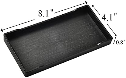 Small Black Mini Tray (8 inch x 4 inch) for Kitchen Counter, Bathroom for Vanity Items, Coffee Accessory, Bar, Serving Seasoning, Salt and Pepper,...