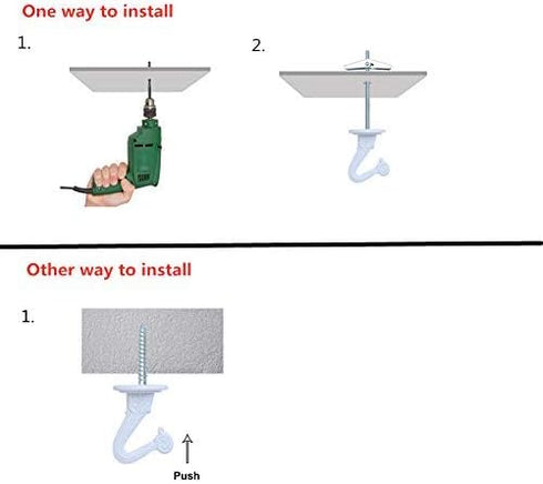6 Sets White Ceiling Hooks for Hanging Plant, Heavy Duty Swag Toggle Hooks with Hardware (White)...