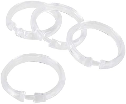 Rocky Mountain Goods Simple Spaces Clear Plastic Curtain Rings - 12 Pack - Click securely in Place - Unbreakable Plastic - True O Ring Design - Sl...