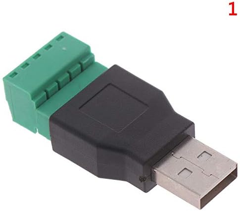 VizGiz 2 Pack USB 2.0 Plug Replacement 5Pin Solderless Screw On Type USB Terminal Block Connector Male and Female Socket Jack Adapter for LED Stri...