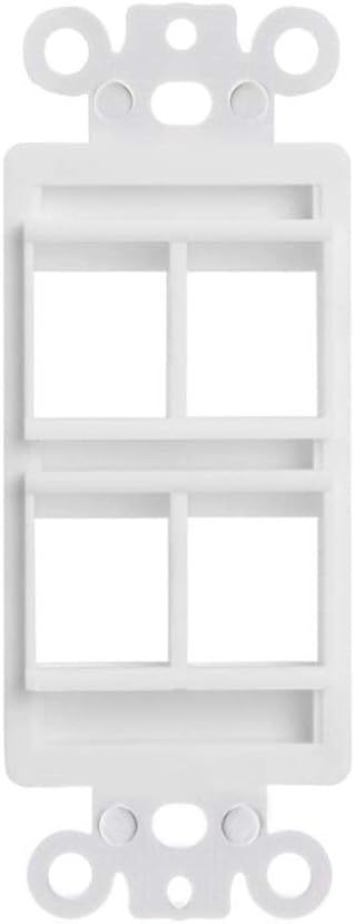 Cmple - 4 Port Decorator Wall Plate Insert, 1-Gang Keystone Wall Plate, Standard Keystone Jack Single Gang Wall Plate - White...