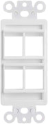 Cmple - 4 Port Decorator Wall Plate Insert, 1-Gang Keystone Wall Plate, Standard Keystone Jack Single Gang Wall Plate - White...
