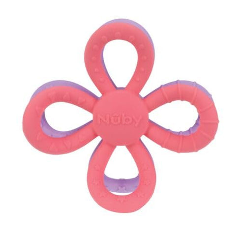 Nuby Fun Loops Teether - Flower-Shaped Infant Teething Toy for Babies - 3+ Months - Pink and Purple...