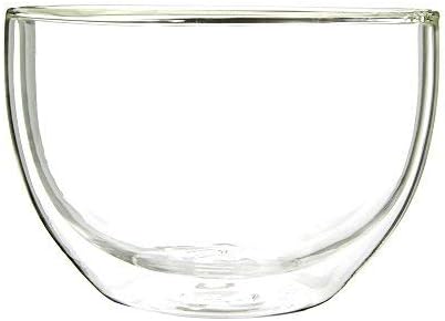 Heat Insulated Double Wall Glass Matcha Bowl - Perfect Matcha Bowl (Chawan) for Whisking Matcha Green Tea 540ml 18.5 oz Thick Glassware for Soup S...