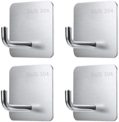 Wall Hooks Adhesive Heavy Duty Outdoor Christamas Hooks for Ornaments Stocking Waterproof Stainless Steel Door Bathroom and Bedroom for Hanging Ba...