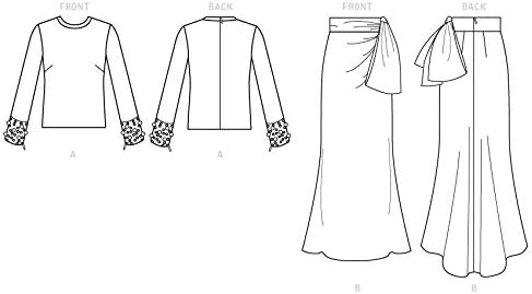 Vogue V1605A5 Women's Close-Fitting Blouse and Wrap Skirt Sewing Patterns, Sizes 6-14...