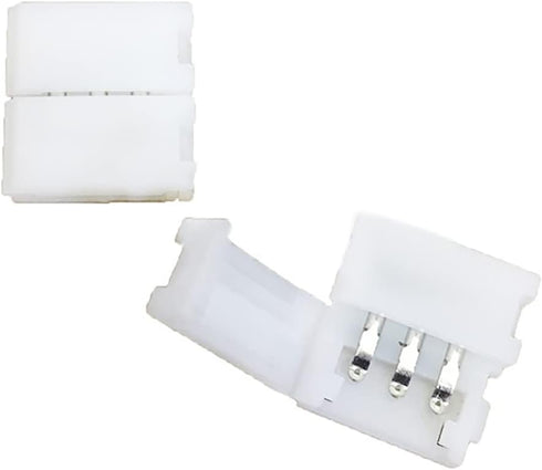 10 Pcs 3-Pin RGB LED Light Strip Connectors 10mm Wide Gapless LED Tape Light Clips Solderless Adapter Connectors for SMD 5050 Multicolor WS2811 WS...