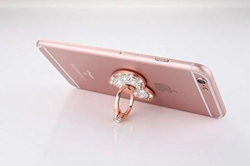 Cell Phone Ring Holder,360° Rotation Diamond Metal Finger Ring Grip for iPhone iPod iPad Samsung Galaxy and Other Smartphones (Rosegold)...