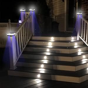 INDARUN 4x4 Solar Post Cap Led Lights Outdoor Fit 4x4 5x5 6x6 Wooden Posts, Fence Deck Post Lights Solar Powered Waterproof Landscape Lighting 650...