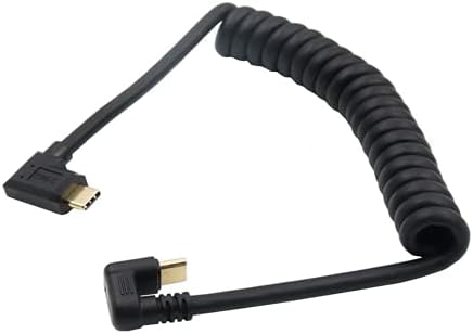 Qaoquda USB C Coiled U Shaped Cable, 180 Degree USB 3.1 Type C Male to Male Spring Spiral Cable, 3A 10Gbps Fast Charging and Data Extension Cable,...