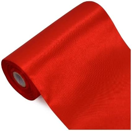 TONIFUL 6 inch x 22yd Wide Red Satin Ribbon Solid Fabric Large Ribbon for Grand Opening Cutting Ceremony Wedding Birthday Party Decoration Gift Cr...