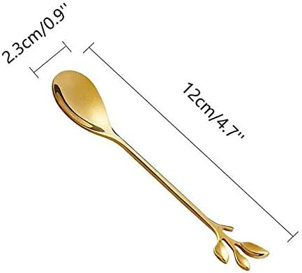 Stainless Steel Leaf Coffee Spoon, SZBAIDEKJ 10 Pcs Creative Tableware Dessert Spoons, Stirring, Mixing, Sugar, Stir, Ice Cream Teaspoon Set...