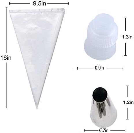 Pastry Bags 100pcs Cupcake Icing Bags Piping Bag Disposable Cake Decorating Bags 16 inch with 12 tips and 4 couplers...