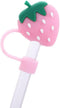 Pink Cute Strawberries Cartoon Straw Silicone Straw Plug, Straws Decorative Cap Staw Tips Bottle Accessories?Drinking Straw Dispensers?Kitchen Ute...