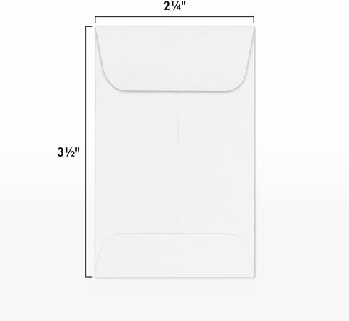 LUXPaper #1 Coin Envelopes | 2 1/4" x 3 1/2" | Bright White | 24lb. Text | 250 Qty...