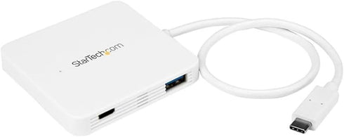 StarTech.com USB C Hub – Powered – White – 3 Port USB-C to USB-A (3X) and GbE RJ45 (1x) – USB to Ethernet – USB Port Expander (HB30C3APDW)...