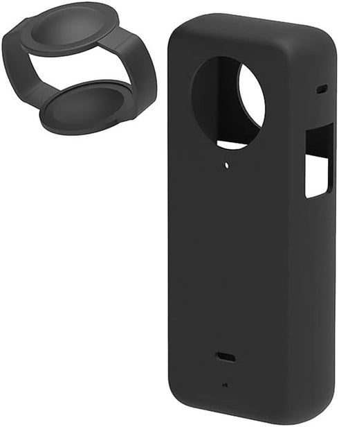Action Camera Case Fit for Insta-360 ONE X3, Waterproof Durable Silicone Protective Cover Lens Cap Compatible for Insta-360 ONE X3 Accessory(Black...