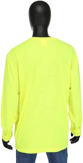 Safety Works High Visibility Economy Long Sleeve Shirt with Pocket, Performance Wicking Material, Breathable, Yellow, Large, (SW46406-L)...
