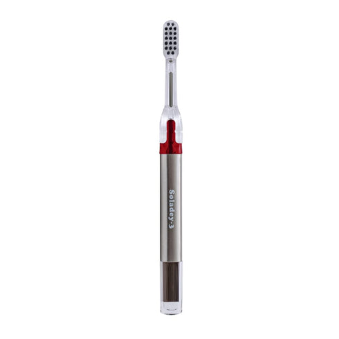 3 Ionic Toothbrush, Solar Panels and TiO2 Semiconductor, 3 Row Honeycomb Bristle Red, You can Brush Without Toothpaste...