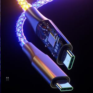 IHAO RGB USB A to Type C Fast Charging Cable Phone Charger High Data Speed Light Up Colourful RGB Current Flowing for All USB C Device-39 Inches...
