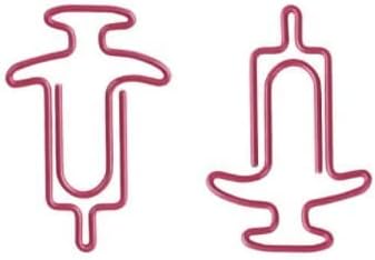100 Count Pink Nurse Doctor Needle Syringe Shaped Paper Clips Great for Paper Clip Collectors or Office Gift - Comes in Round Tin with Lid and Gif...