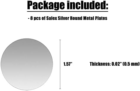 SALEX Cell Phone Metal Plates for Magnetic Car Mount, Wall, Phone Holder. Replacement Set of 8 Silver Round Iron Discs for Magnet Mount. 3M Adhesi...