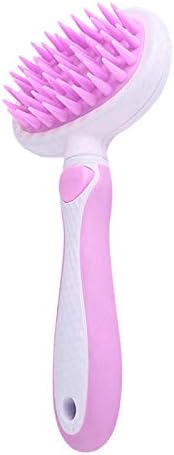 Pet Massage Brush, Soft Silicone Shower Brush for Massage Dogs and Cats- Comfortable Handle Bath Brush for Shedding- Gentle Massage Pet Comb- Pink...