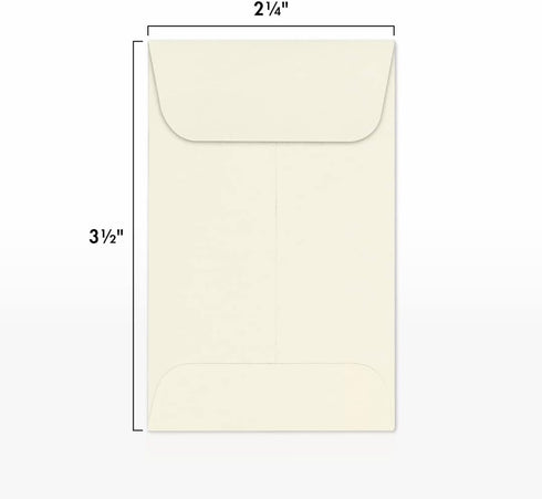 LUXPaper #1 Coin Envelopes | 2 1/4" x 3 1/2" | Natural | 80lb. Text | 50 Qty...