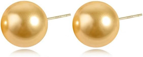 Pearl Earrings 18K Gold Plated 925 Sterling Silver Stud Earrings Button Simulated Shell Pearl Earring Studs Hypoallergenic For Women...