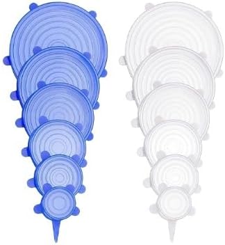 12pcs Reusable Silicone Stretch Lids - Eco-Friendly, Durable Food Storage Silicone Covers for Bowl - 6 Different Sizes to Meet Most Containers, Di...