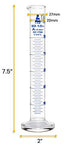 EISCO Graduated Cylinder, 50ml - Class A Tolerance ±0.50ml - Round Base - Blue Graduations - Borosilicate 3.3 Glass...