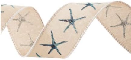 Starfish Wired Edge Ribbon - 1 1/2" Craft DIY Project Supplies Accessories Length 18'...