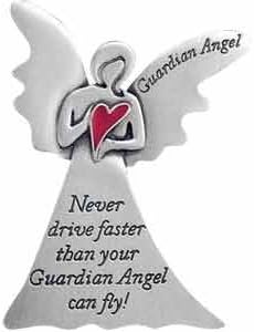 Cathedral Art Auto Visor Clip Guardian Angel with Red Heart Never Drive Faster Than Your Guardian Angel Can Fly CAR Automobile/Sentiment/Gift Pare...