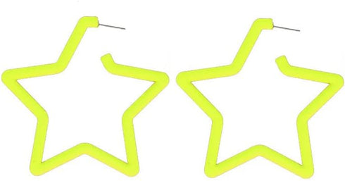 4 Pairs Candy Color Circle Round Hoop Earrings for Women Big Retro Star Heart Neon Earrings Stud Dangle Bright Fluorescence Exaggerated Statement ...
