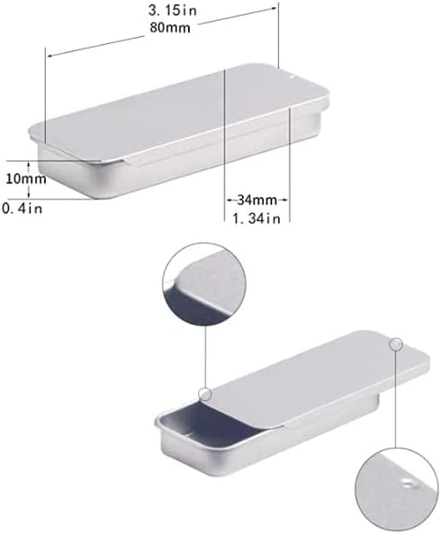 HLLMX3 PCS Mini Metal Tin Box Containers Metal Slide Top Tin Containers Rectangular Empty Hinged Tins Box Containers 3.15 by 1.34 by 0.4 Inch for ...