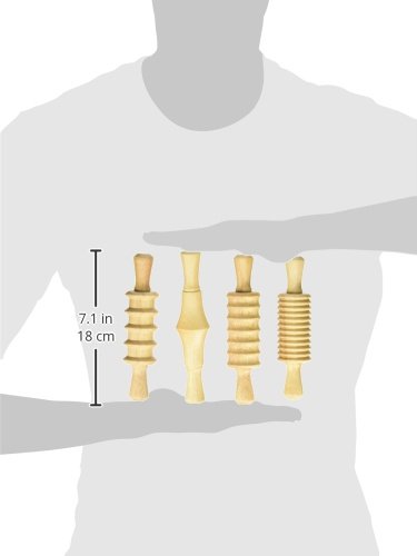 Creativity Street Clay and Dough Pattern Rolling Pin Set, 6 Inches, Wood, Set of 4...