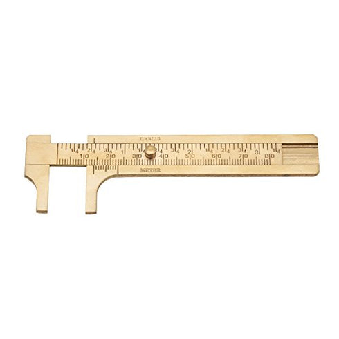 Gauge Vernier Pocket Caliper Handy Brass Sliding Gauge Brass Vernier Caliper Ruler Measuring Tool Double Scales mm/inch Mini Bead Wire Jewelry Mea...