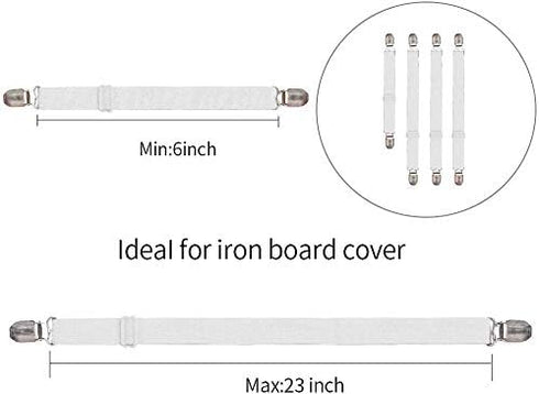Goodtimes Ironing Board Cover Clips, Adjustable Ironing Board Pad Braces Fasteners Mini Suspenders - Keep Cover Flat and Secure Tention Clips...