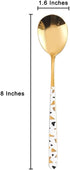 Stainless Steel Soup Spoon,Korean Dessert Spoon,White Gold Spotted Spoon for Home, Kitchen or Restaurant, Set of 4 Colour Spotted Soup Spoons, 8 I...