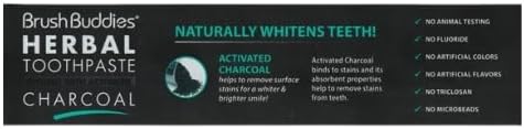 Brush Buddies Herbal Toothpaste with Activated Charcoal, 3.5 oz | Whitening Toothpaste | Charcoal Toothpaste | Fluoride Free Toothpaste (Pack of 2...