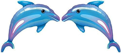 ZiYan Delightful Dolphin Microfoil Balloon, 38-Inches, Blue, 2-Unit...